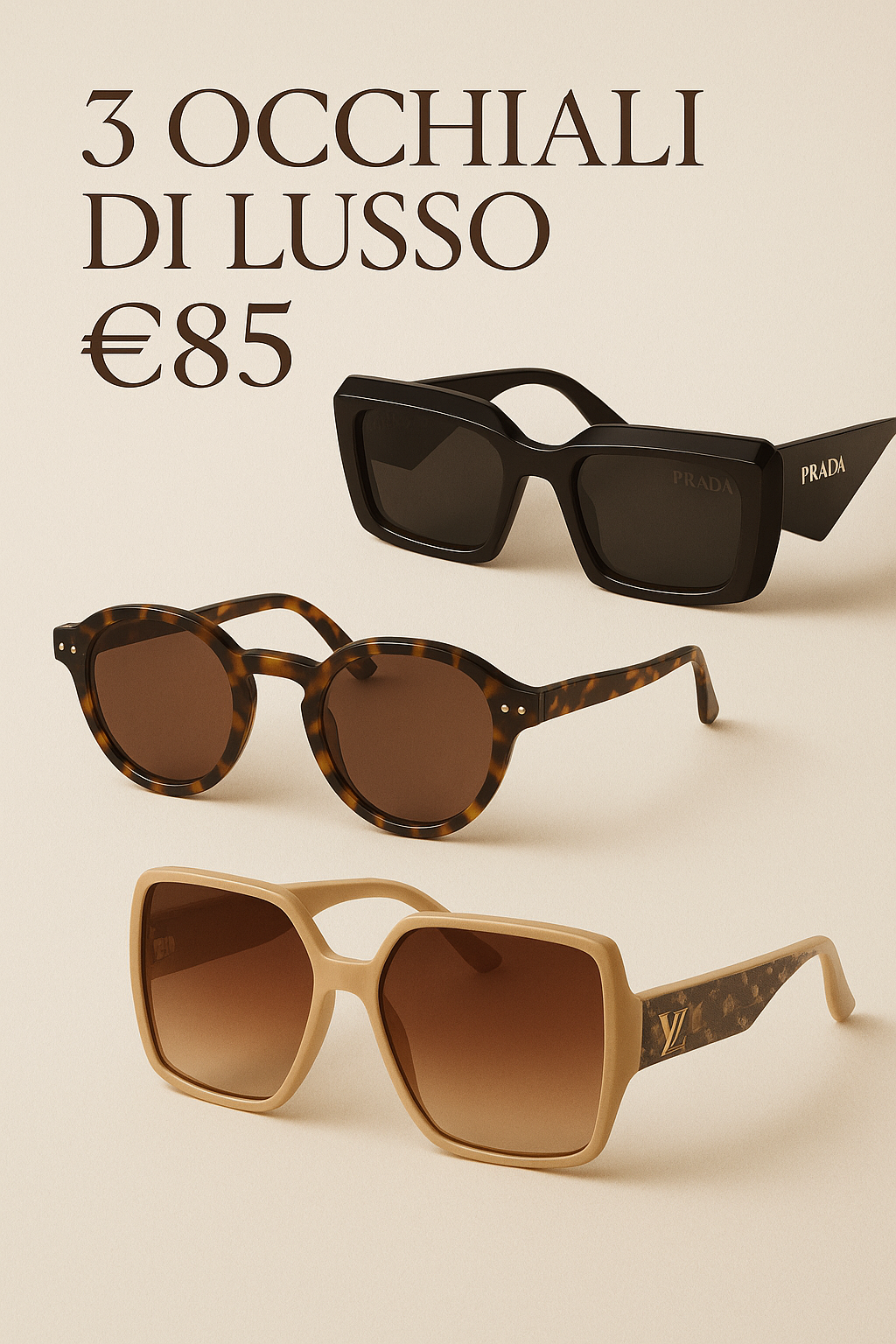 3 Occhiali di Lusso a 85€ – Il Terzo è Gratis